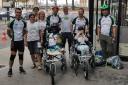 Roller team: Muhayman, second from right, back row, with a Wheels and Wheelchairs team at the Paris Roller Marathon