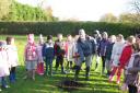 Jubilee dig: Newnham children and their teacher, Jenny Vass