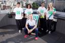 Star struck: Following his double gold medal win at London 2012, Sir Chris Hoy joins pupils from Brentside High School to launch Lloyds TSB National School Sport Week 2013. Mirzenka is on the right