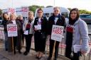 Placards at the ready: a sight for drivers at Hanger Lane today