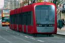 An artist's impression of the West London Tram in Ealing Broadway