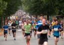 As far s the eye can see: some of the 6,000 runners in the early stage of Sunday's race
