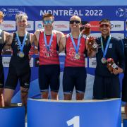 Kelly (second from left) and partner Harding (far left) made quite the impression at the World Triathlon Para Series in Montreal (Credit: Christian Martin)