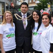 Lunch is served: Fletham organisers with the Mayor of Hounslow
