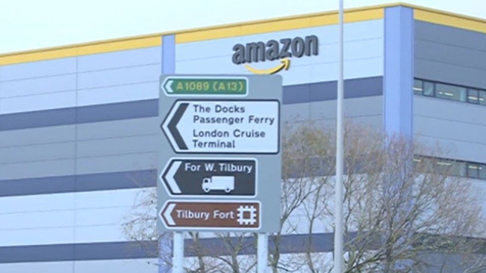 The Amazon distribution centre in Tilbury.
