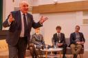 Making a point: Stephen Pound addresses his audience at St Benedict's