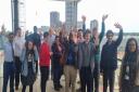 Top of the world:: pupils on a trip to an HS2 site