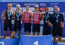 Kelly (second from left) and partner Harding (far left) made quite the impression at the World Triathlon Para Series in Montreal (Credit: Christian Martin)