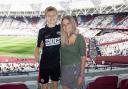Big day out: Jamie with his mum at the Sidemen football event