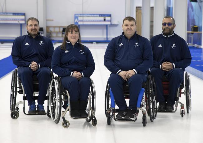 ParalympicsGB's five-strong wheelchair curling team - Nibloe (far right), debutant Meggan Dawson-Farrell, David Melrose, Gregor Ewan, and alternate Charlotte McKenna