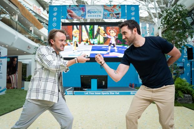 Ealing Times: Tom Felton and Matt Lewis swapped wands for Joy-Con controllers at the Nintendo Switch Sports event. Picture: Scott Garfitt/PinPep