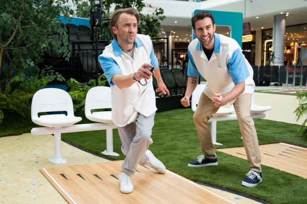 Ealing Times: Tom Felton and Matt Lewis competed in a ‘best of three’ across a variety of sports on in Nintendo Switch Sports. Picture: Scott Garfitt/PinPep