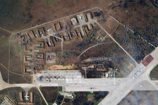 Satellite images show Crimea airbase damaged after apparent Ukrainian attack