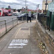 Highlighting danger: pavement art at Hanger Lane. Picture: Kate Hollis
