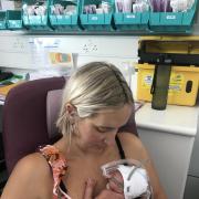 Jodie Worsfold with baby Margot who was born last year