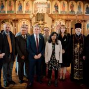 United against tyranny: Cllr Peter Mason, Sir Keir Starmer, Rupa Huq and Angela Rayner attend a service at the Ukraine Orthodox Church in Acton