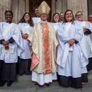 Starter's orders: Bishop of London Sarah Mullally with the new ordinands