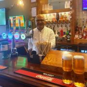 Hands to the pumps: Hitesh Tailor in serving mode at the Morton Arms
