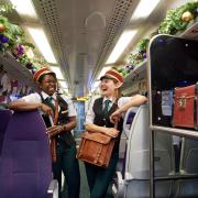 Staff are getting into the Christmas spirit on the festive-themed Heathrow Express