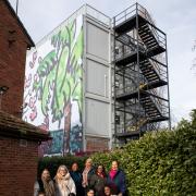 Massive mural: Friary Park residents help frame Giles Round's artwork