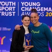 Shaunagh Brown presented Laila Stanley with her award at the 2023 Young Changemaker Awards